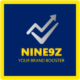 Nine9Z Logo ( Blue and Golden Yellow, Tick and Arrow symbolising Growth )